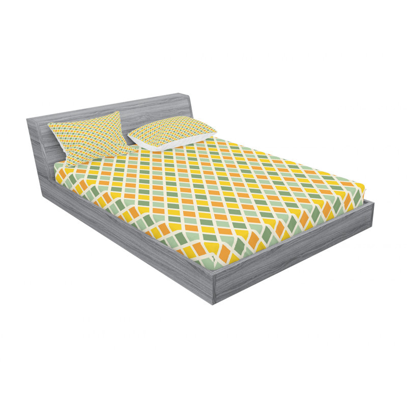 Microfiber Geometric Sheet Set, Full/Double Sheet Set with Fitted Sheet, Big and Small Dots