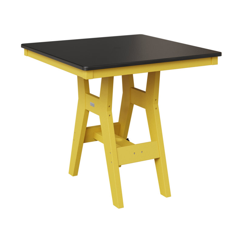 Table de salle à manger carrée 33 po Berlin Gardens Harbor, Jaune soleil levant, Noir martelé, H 30,37 po x l 33 po x P 33 po