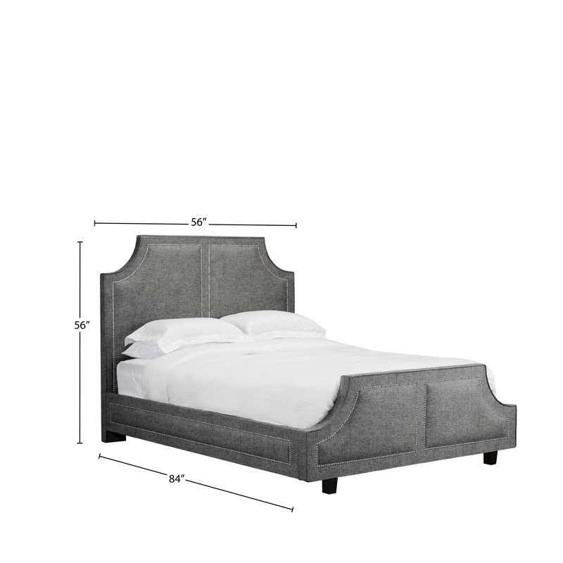 Lit plateforme en tissu d’ameublement Stoller, Double, Velours - Ardoisée