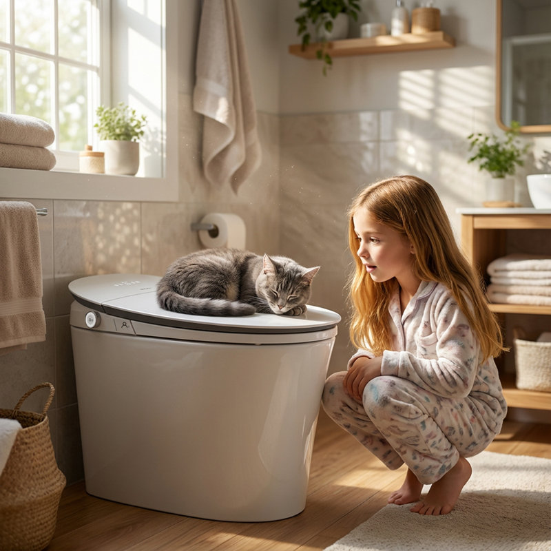 EPLO Pro M1 Luxury Smart Toilet Bidet with Automatic Sensor Open Close Lid Heated Seat Instant Warm Water Cleansing Warm Air Dryer Diatom Deodorizer LED Night Light Plasma Sterilization Dual User Memory ADA Compliant Bathroom 