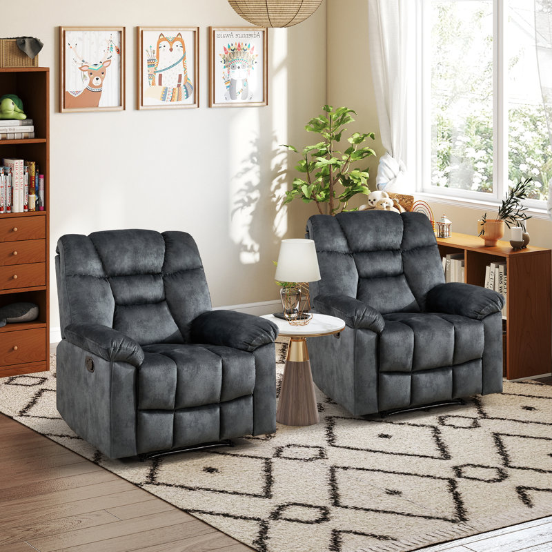 Fauteuil inclinable manuel de 35 po de largeur, moderne, ergonomique et confortable (ensemble de 2), Gris