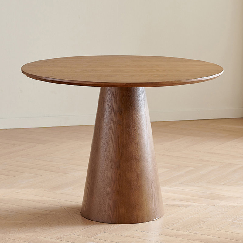 Table de salle à manger ronde en bois massif brun noisette, H 29,53 po x L 39,37 po x l 39,37 po