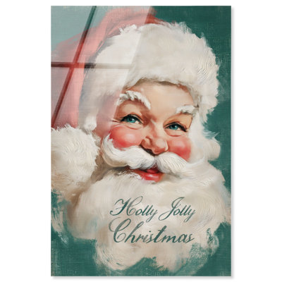 Décoration murale de Noël Holly Jolly Santa, reproduction d'art acrylique, par Art Remedy, prête à être accrochée, 20 x 30