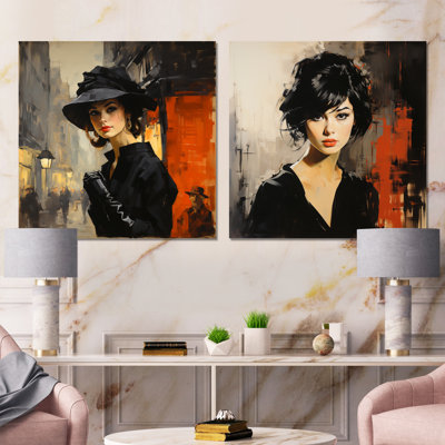 1950s Fashion Vintage Woman I - Woman Wall Art Living Room, ensemble de 2
