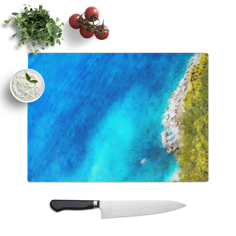 Tempered Glass Coast of Cinque Terre in Italy Chopping Board, 28.5 cm x 39 cm