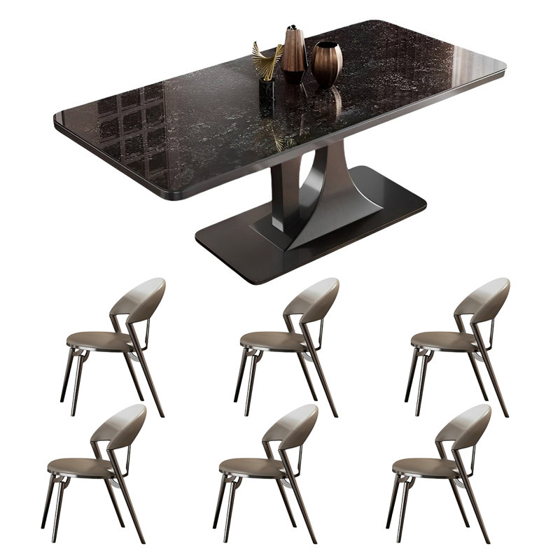 Ensemble de table de salle à manger rectangulaire et chaises, H 29,52 po x L 55,11 po x l 31,49 po