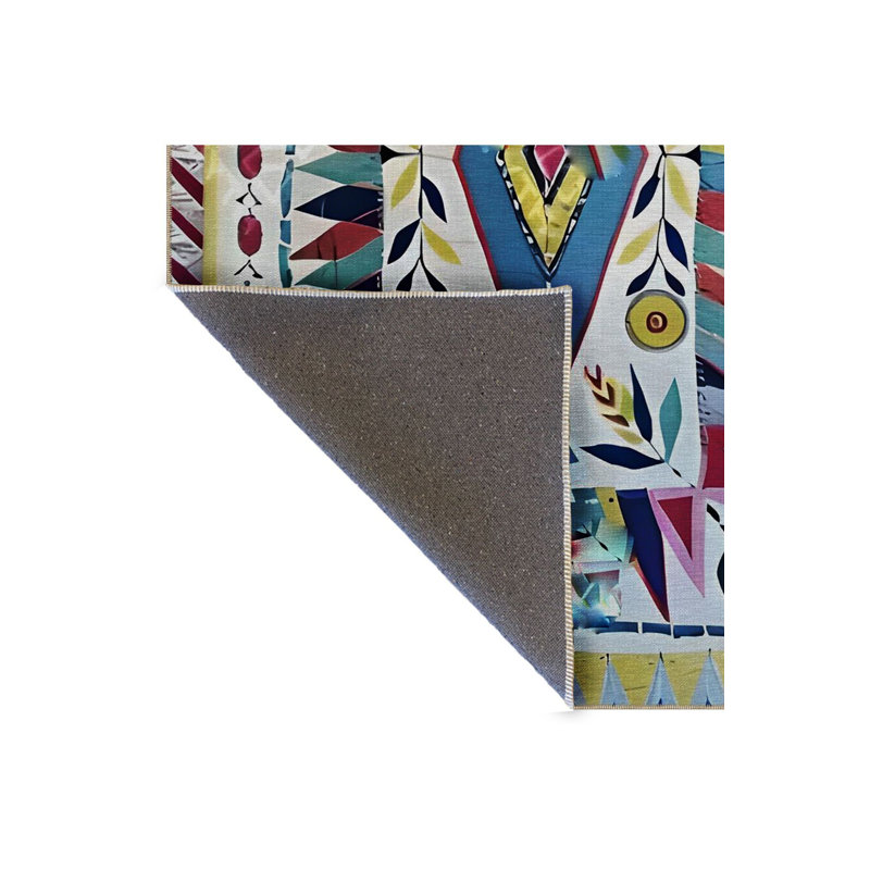 Tapis multicolore multicolore à motif décoratif de forme lavable à la machine, Tapis de couloir 3 pi 3 po x 9 pi 10 po