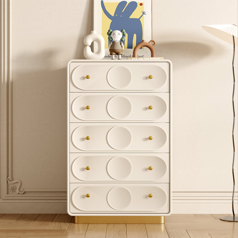 Beige Solid Wood Accent Cabinet