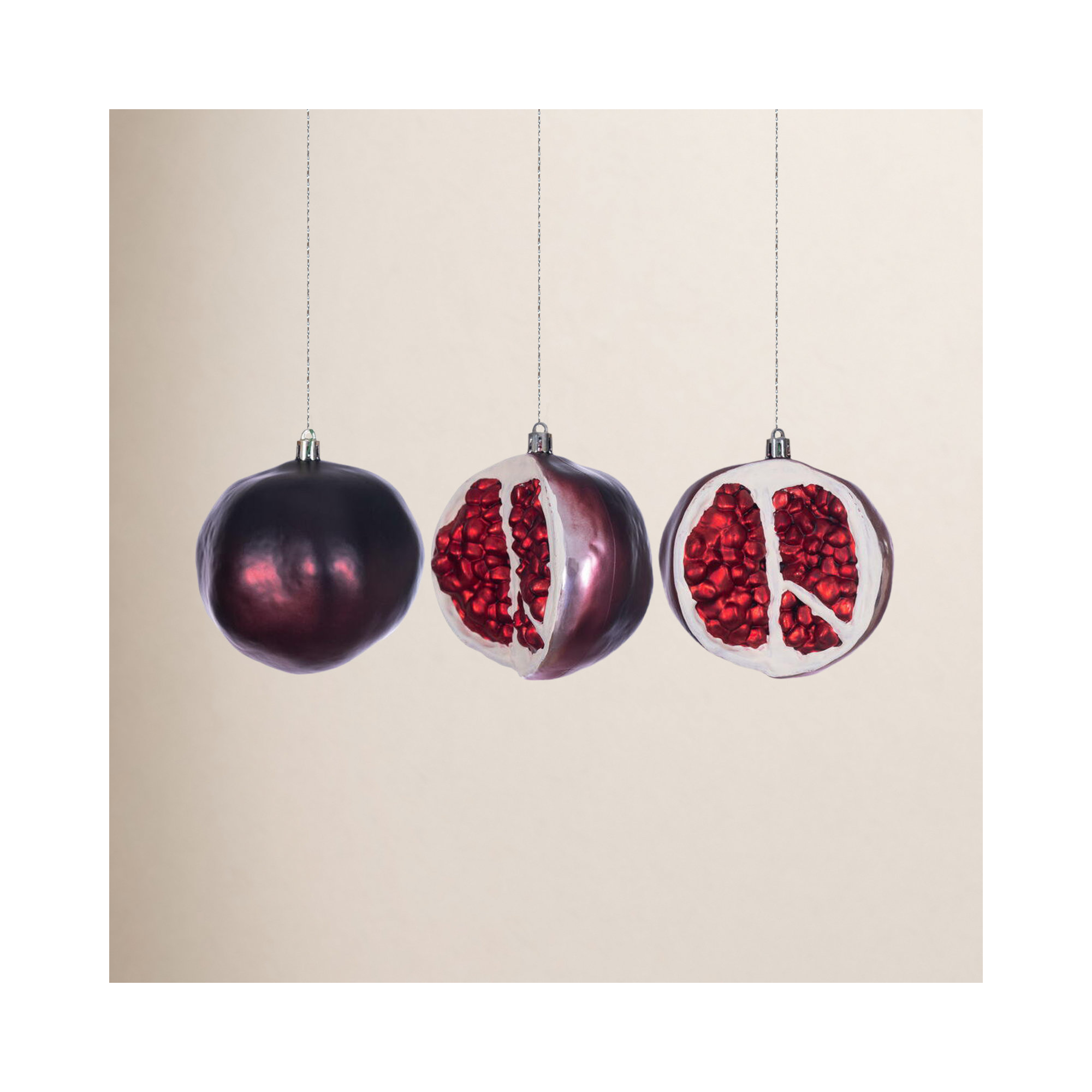 4" H Glittered Pomegranate Shaped Ornament 