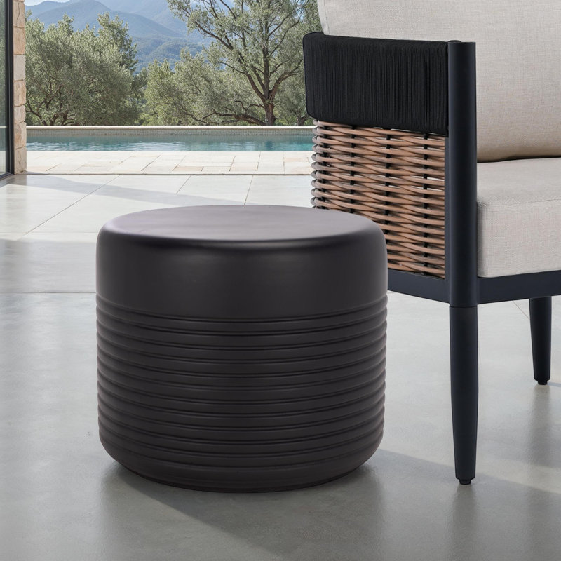 Astrid Low Wide Side Table, 18.1", Black