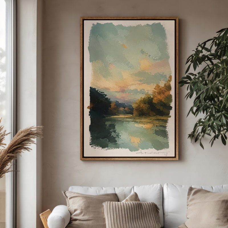 Art mural sur toile encadrée - Paysage de lac serein avec de doux reflets de coucher de soleil - 16 po x 24 po, 24 po x 36 po