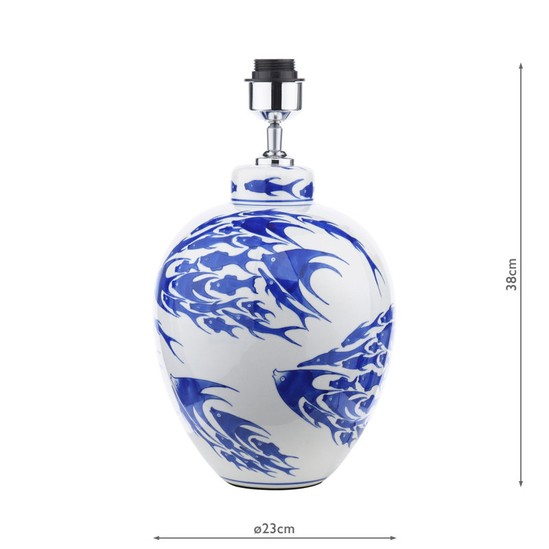 Simone Ceramic Table Lamp Fish Pattern Base Only, Blue