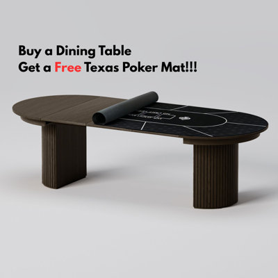 Bachman 46"-65"-85“-105" Extendable Dining Table with Texas Hold'em Poker Table Mat, expandable Oval dining table