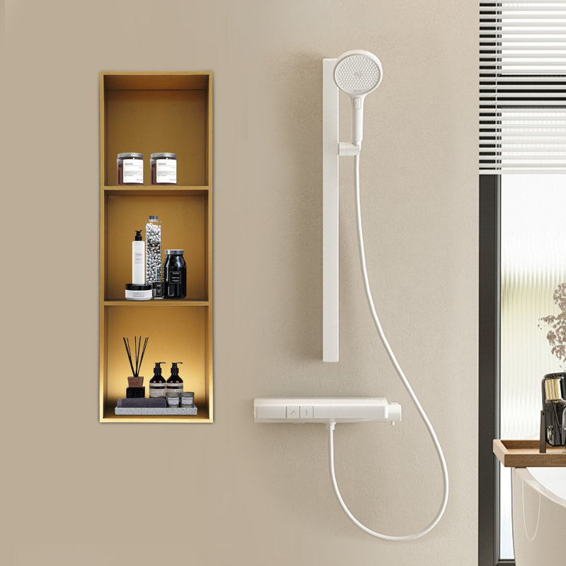 Niket Stainless Steel Bathroom Shelves, Brown