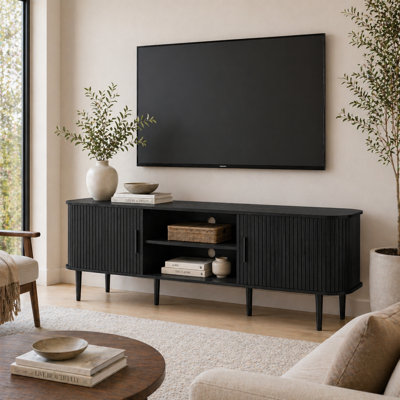 Meuble télé Aguilera de 67,7 po de style Mid-Century moderne avec rangement et tablettes pouvant accueillir un téléviseur de 75 po ou moins