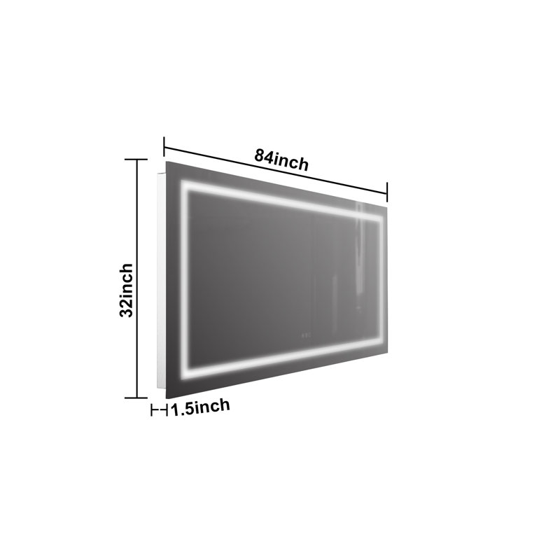 Oversized Frameless LED Backlit and Front Light Vanity Mirror