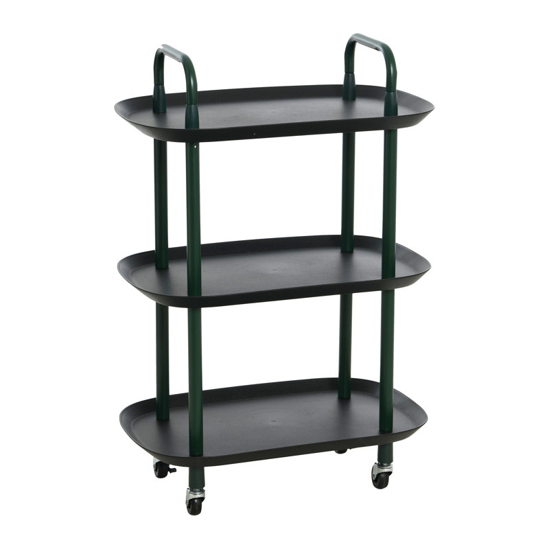 Chariot à 3 niveaux Main + Mesa, Noir, Vert foncé