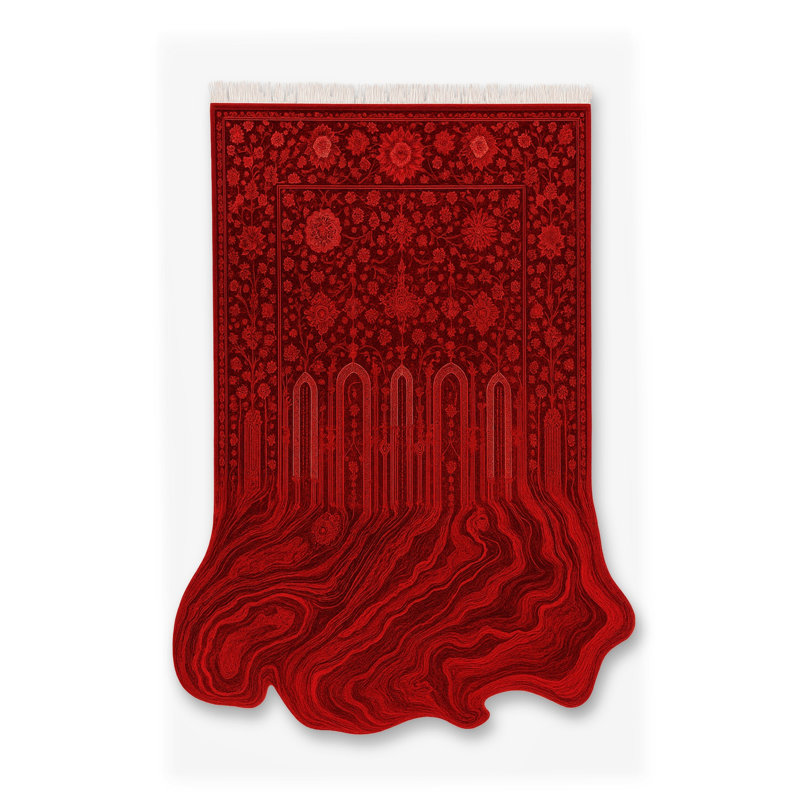 Tapis tissé à motif floral rouge Mosso, 2'6" x 4'11"