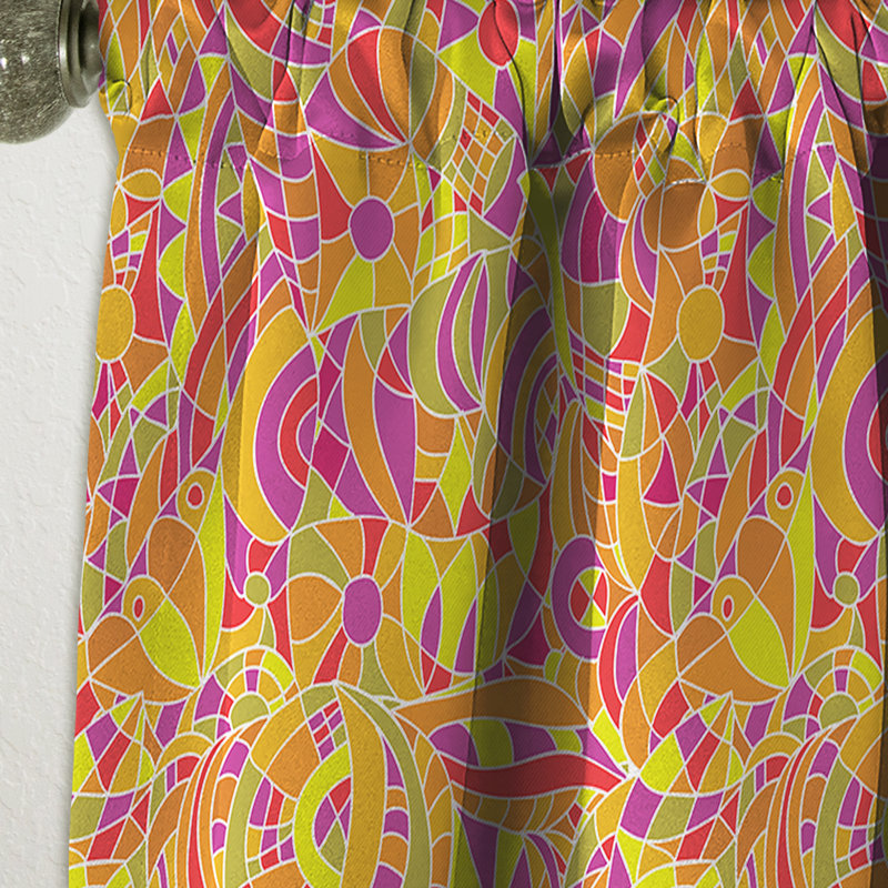 Motif abstrait dessiné à la main - Rideau simple occultant moderne abstrait, L 52 po x L 95 po