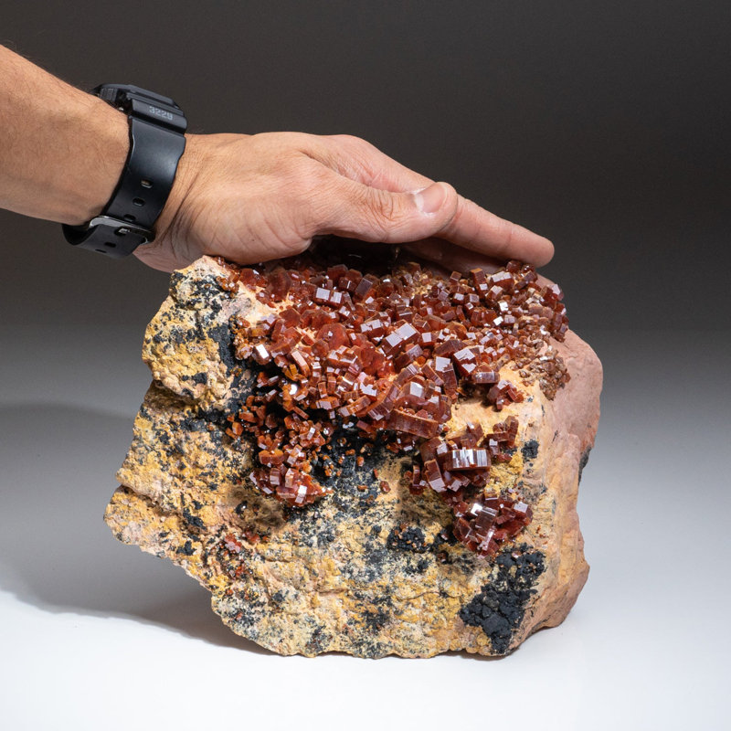 Vanadinite Crystal Cluster with Barite Matrix from Mibladen, Morocco