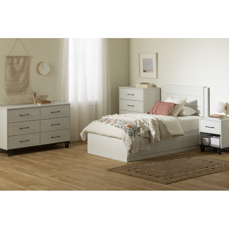 Arlen 4-Drawer Dresser, White Pine/Black Matte