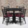 Jinnie 36'' Round Laminate Table Set with X-Base and 4 Ladder Back Metal Chairs