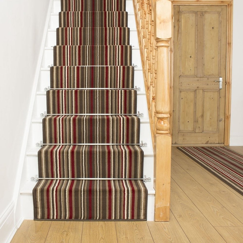 Stair Runner Abram Striped Indoor Area Rug, Runner 630cm x 60cm