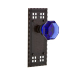 Cobalt Crystal Waldorf Interior Mortise Door Knob with Craftsman Long Plate