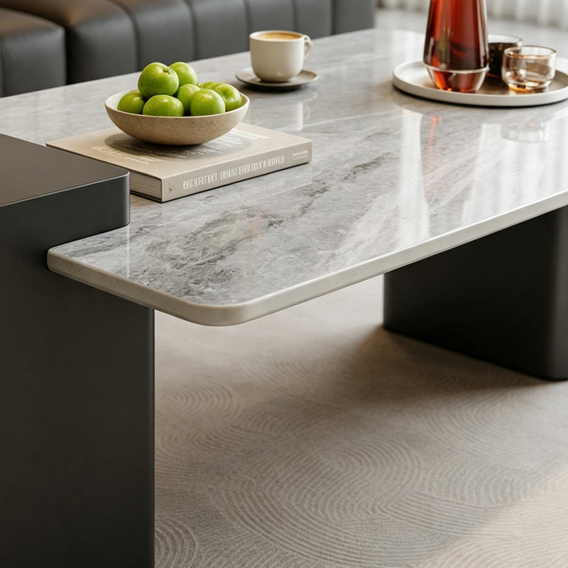 Fortner, H 17,71 po x l 59,05 po x P 27,55 po, Marbre, Gris / Noir