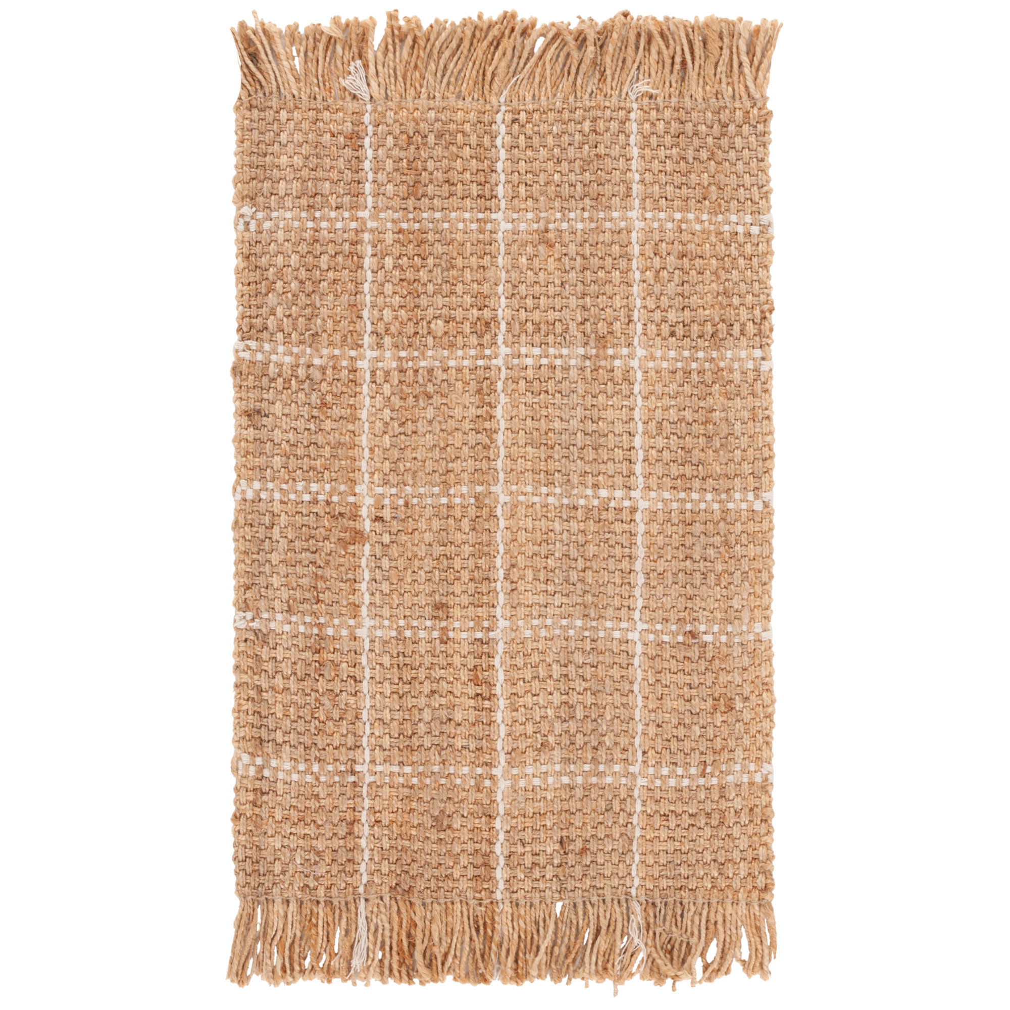 Natural Fiber 602 Hand Woven Jute Geometric Rug, Rectangle 4' x 6'