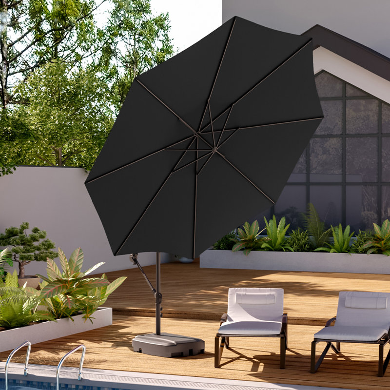 Aailiyah 300cm Tilt Cantilever Parasol, Black