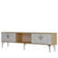 Meuble télé mural traditionnel, chêne saphir et blanc, 59,1 po x 17,6 po x 11,6 po | 100% panneau de particules enduit de mélamine, épaisseur: 0,7 pouce | Solution de rangement élégante et fonctionnelle pour les salons et les espaces de divertissement-1664150499