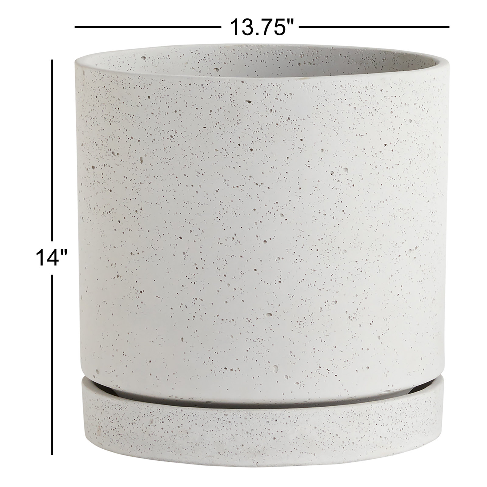 Concrete Pot Planter, 14" H x 13.75" W x 13.75" D