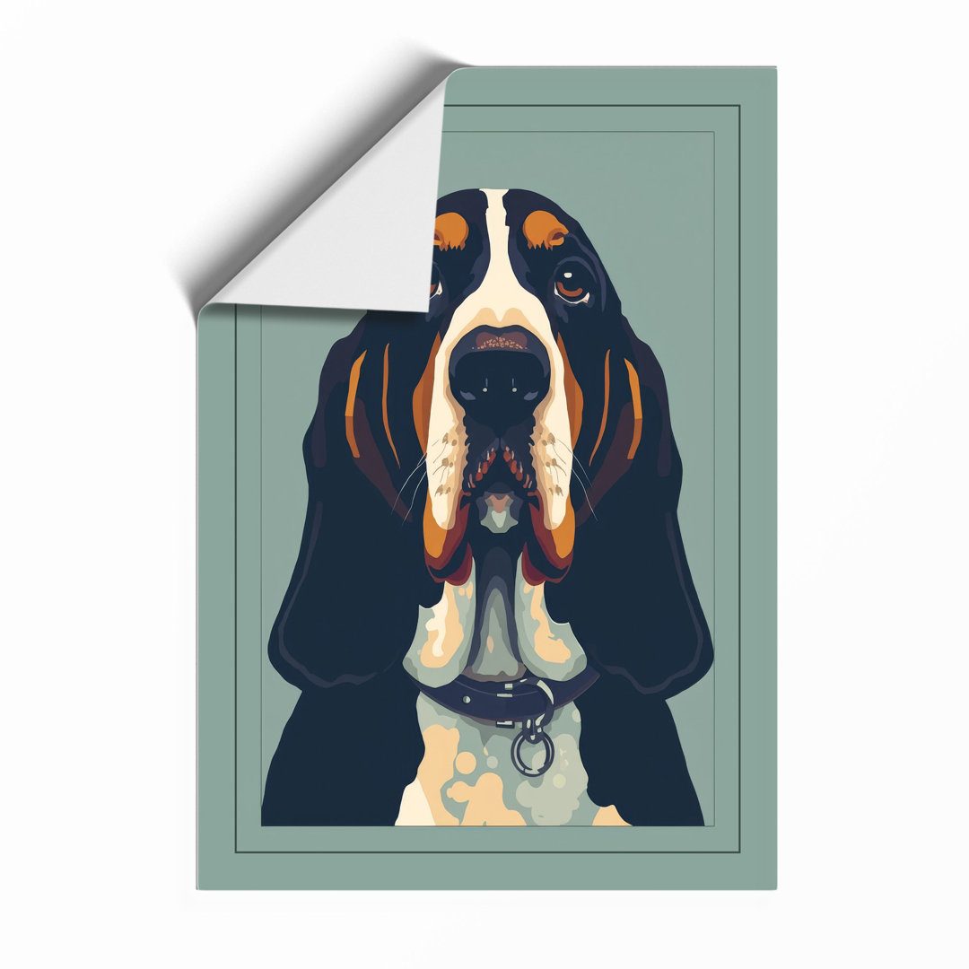 Dignified Basset Hound Modern - Framed Print