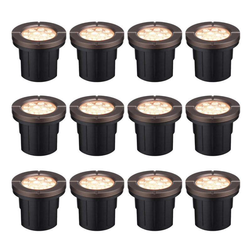 Pozzo Flat Top Low Voltage LED Well Light, In-Ground Landscape Uplight for Trees and Garden, Oil Rubbed Bronze