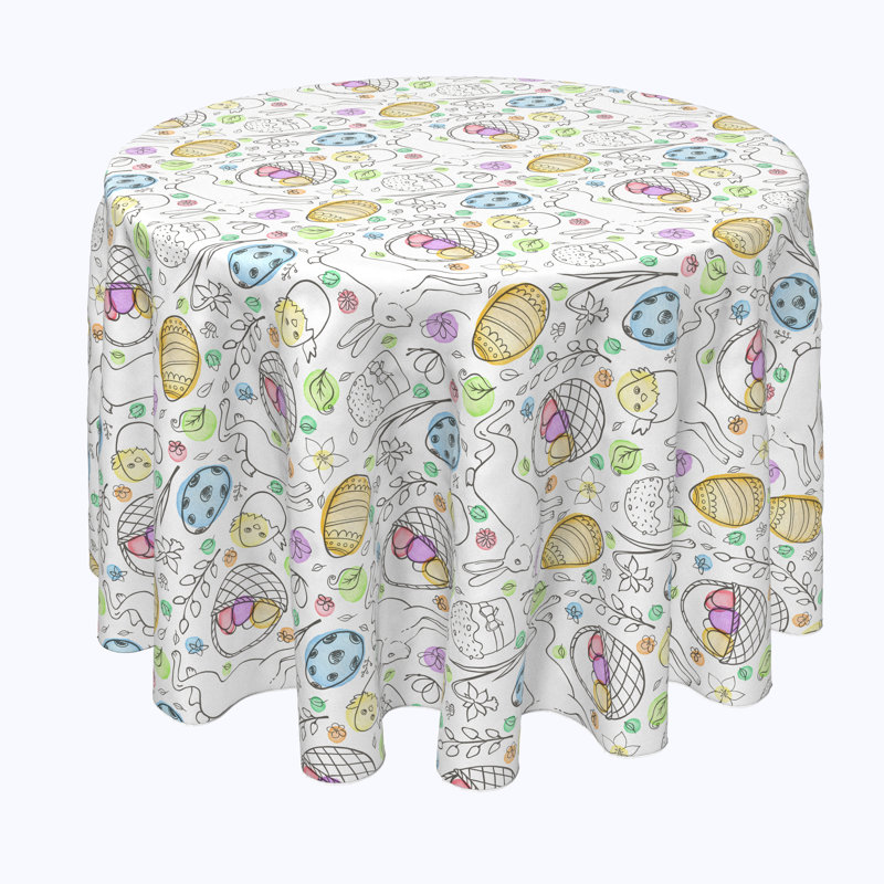 Barker Geometric Round Easter Tablecloth, 84" x 84"