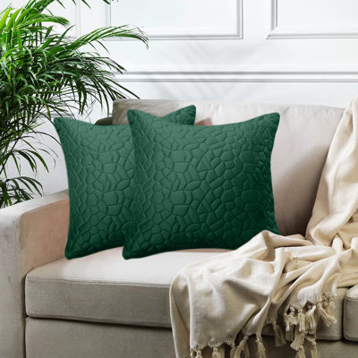 Pebble Pattern Velvet Cushion Covers, Set of 2 – Textured Plush Scatter Pillow Covers for Sofa, Bed & Living Room 