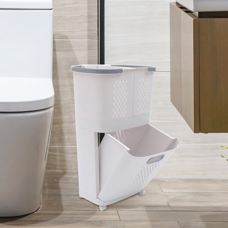 Panier à linge en plastique avec poignées