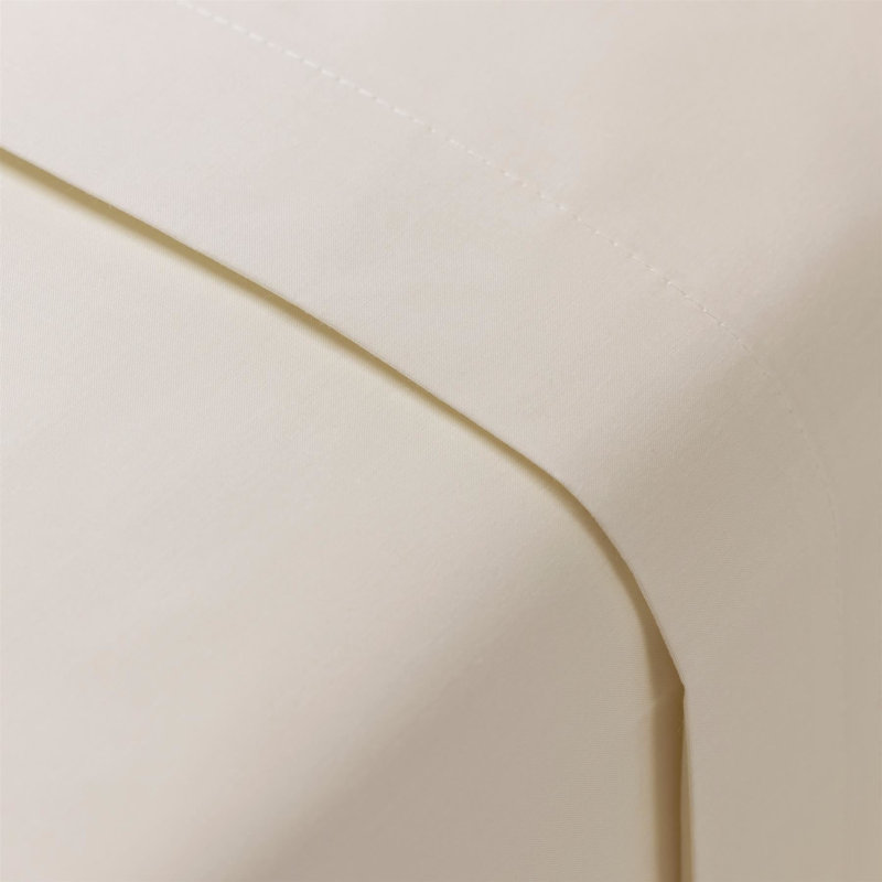 Adalia Cotton Blend/Polyester Plain Weave / Muslin Fitted Sheet, Single, Ivory, Flat sheet