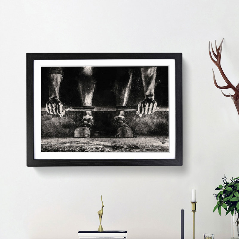 Body Building Weights - Framed Print, Black Framed, 27cm H x 36cm W x 2cm D