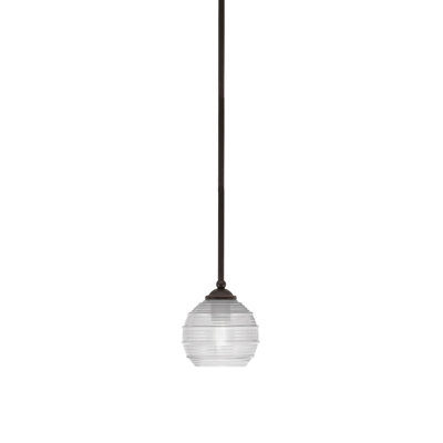 Mini-luminaire suspendu suspendu Zilo, fini granit foncé avec verre de 6 po