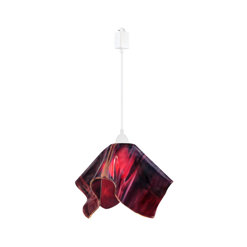 Luminaire suspendu 1 lumières flamme Dale, Grand, Blanc, Prune mauve