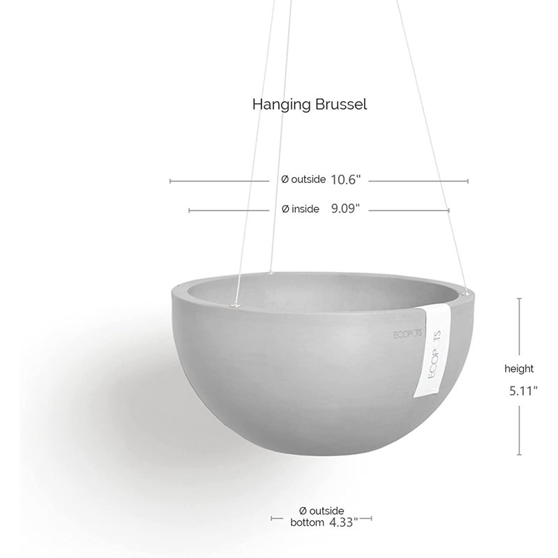 Mythili Ecopots Hanging Planter, Blue, 5.12" H x 10.5" W x 10.5" D