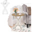  Round Rustic Wooden Accent Tray Top Nightstand Side Table, White Legs
