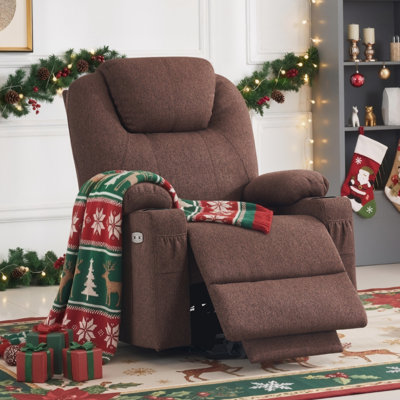 Florien Large Power Lift Recliner Chair with Massage and Heat for Big and Tall Elderly People, 3 Positions, Cup Holders, and USB Ports, Extended Footr by Latitude Run