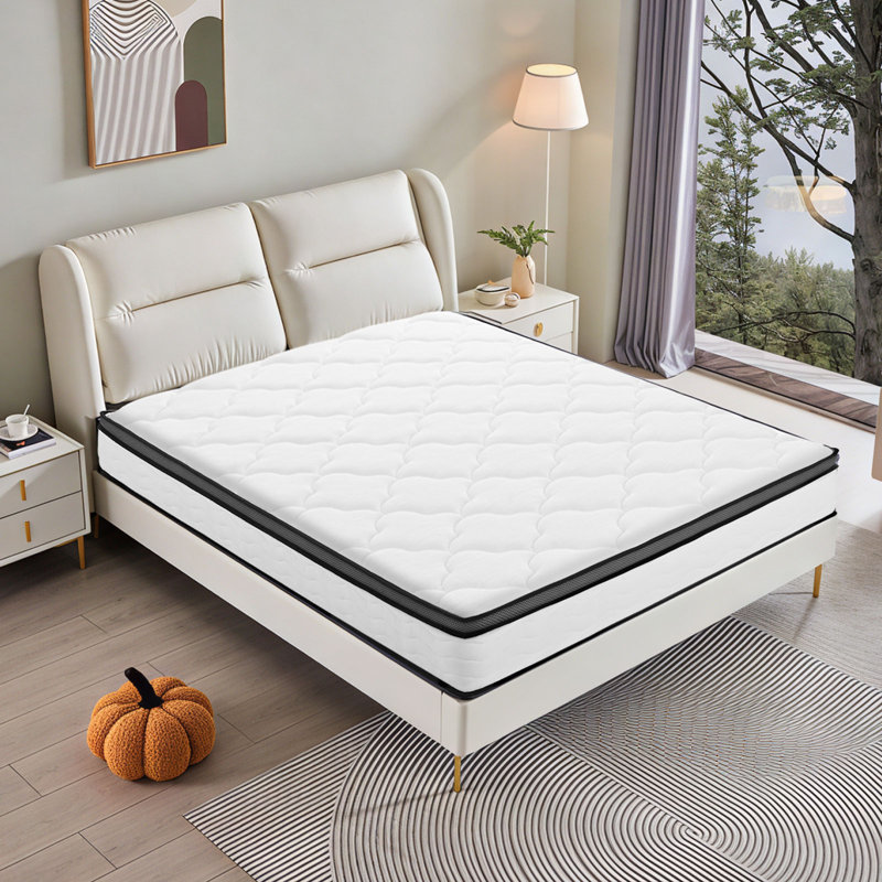 Hybrid Mattress With Pocket Coils, Medium Firm, Pressure Relief & Breathable, Certipur-US & OEKO-TEX Certified, Queen, 10