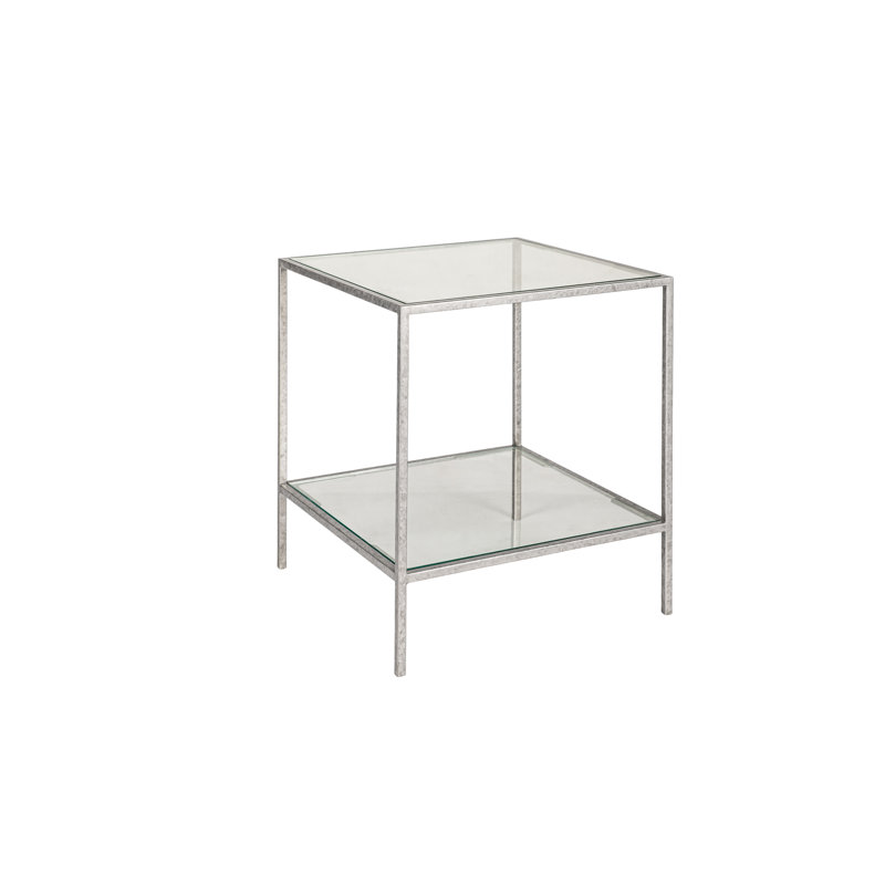 Kayce Glass End Table with Storage, Royal Silver