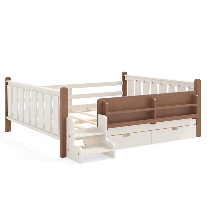 Lit grand format avec rangement en bois massif peu encombrant pour les salles familiales modernes
