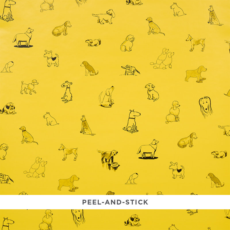 Schumacher X The New Yorker Good Dogs Everywhere Peel & Stick Wallpaper, Taxi-Cab Yellow