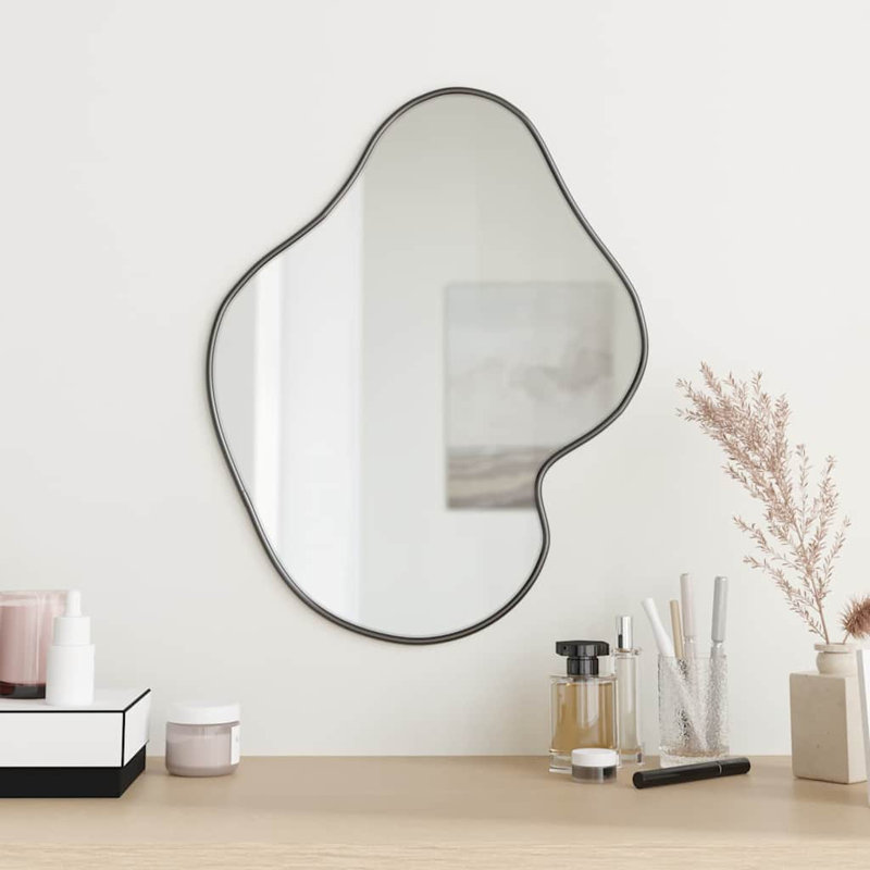 Wall Mirror, 50 cm H x 40 cm W, Black